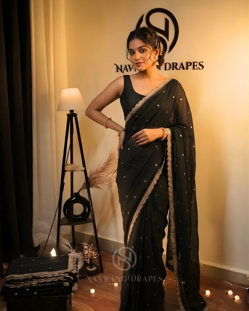 THE ROYAL BLACK GEORGETTE SAREE