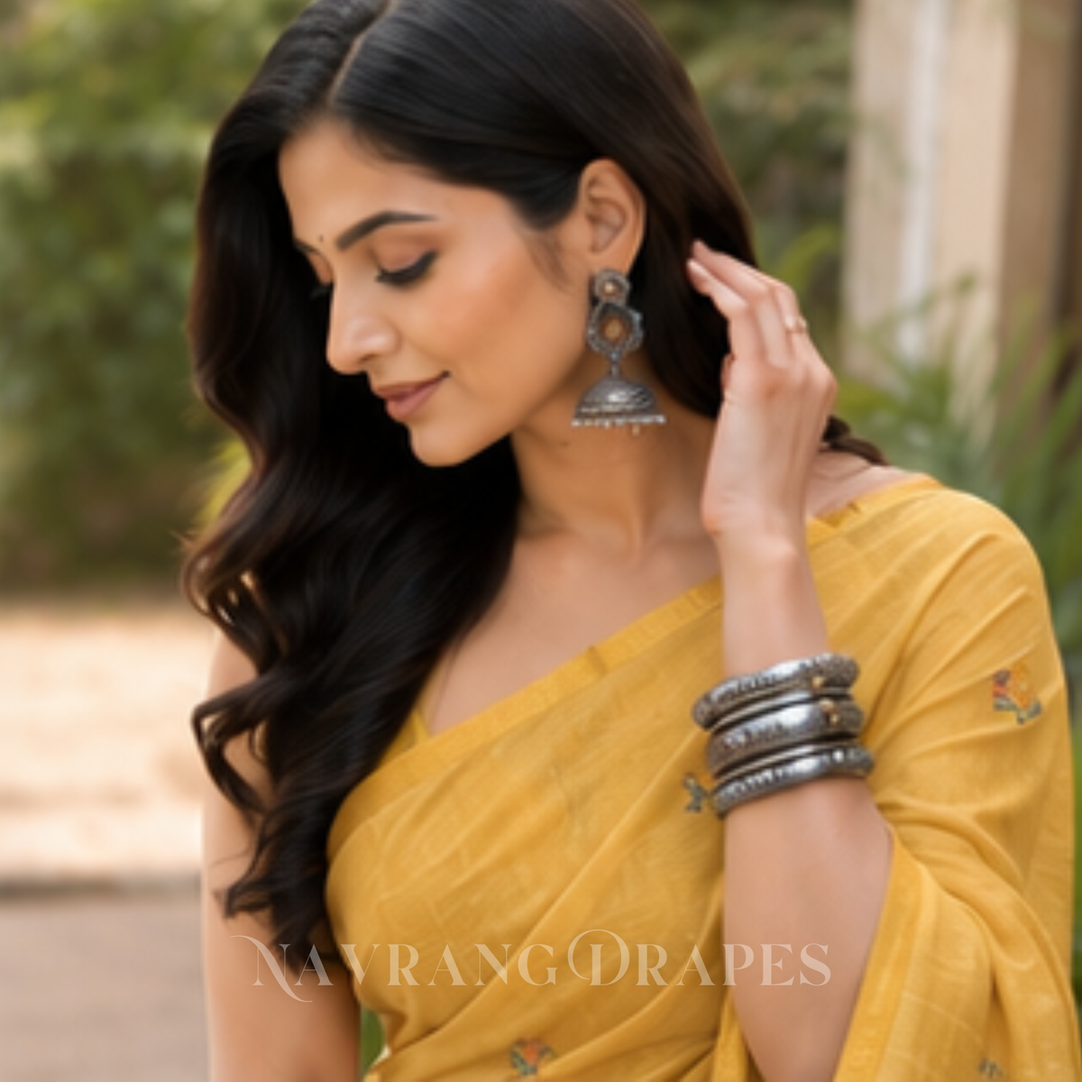 ELEPHANT MOTIF HAND WORK SAREE | YELLOW
