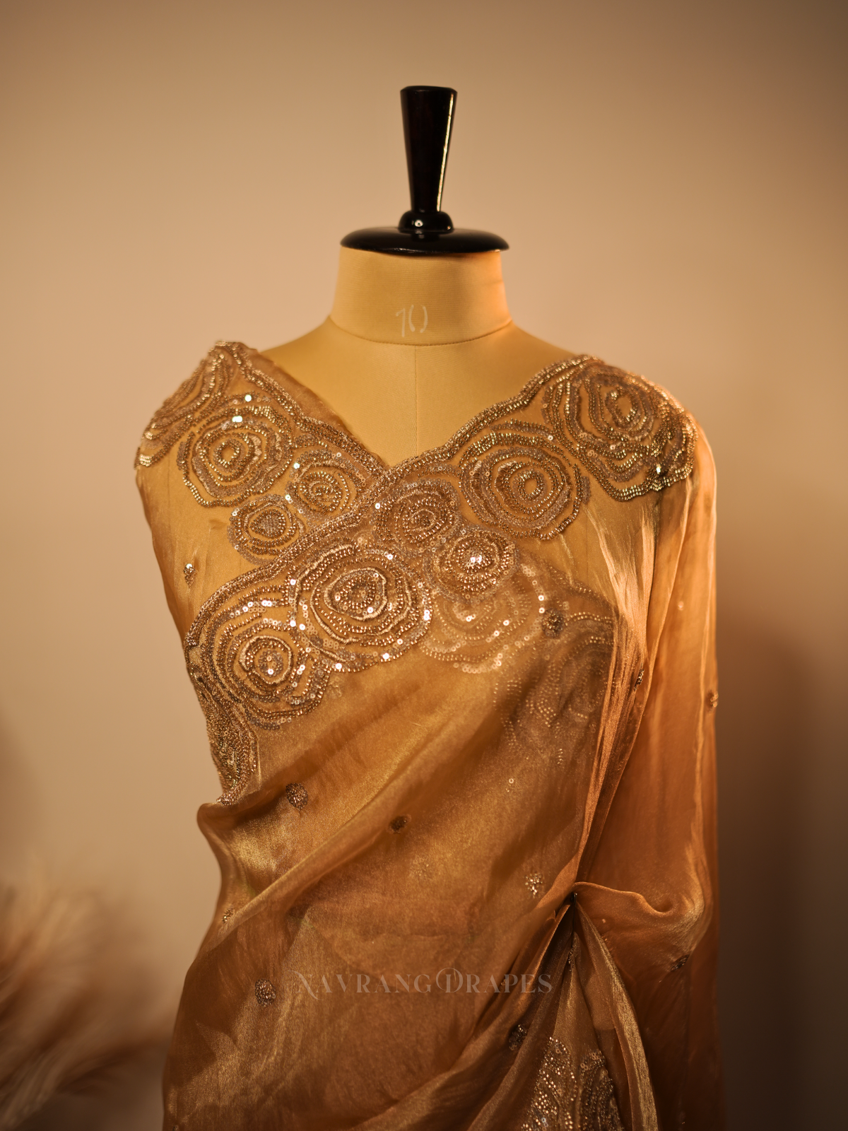 Noor-e-Banaras | Banarasi Soft Tissue Silk Saree with Handwork Border | Rust
