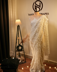 Luxe Mesh | Premium Soft Net Saree with Sequin Handwork | White