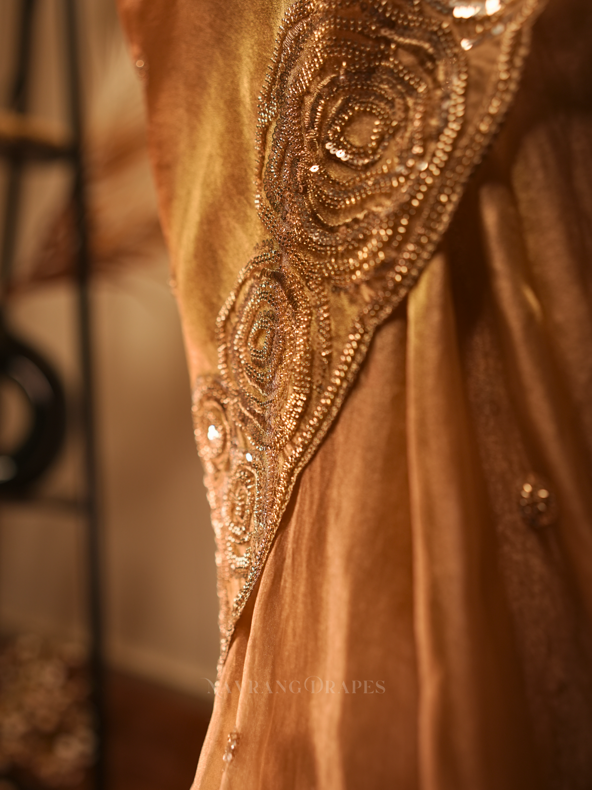 Noor-e-Banaras | Banarasi Soft Tissue Silk Saree with Handwork Border | Rust