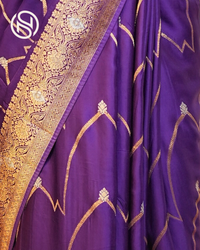 Royal Gajji | Gajji Silk Saree with Gold & Silver Zari Work | Purple
