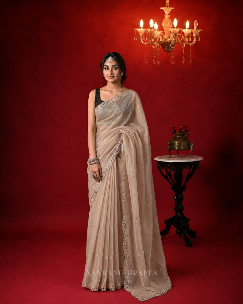 GOLDEN SWAROVSKI TISSUE SILK