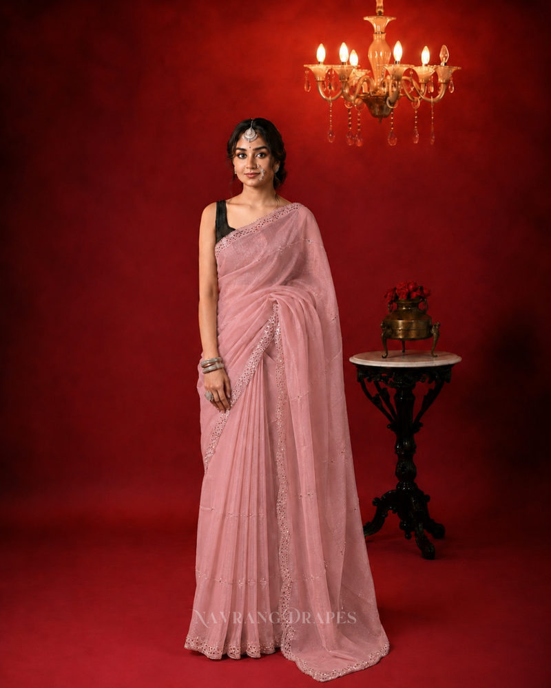 PINK SWAROVSKI TISSUE SILK