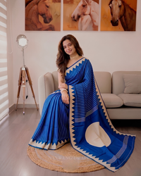 Azure Line – White Striped Saree