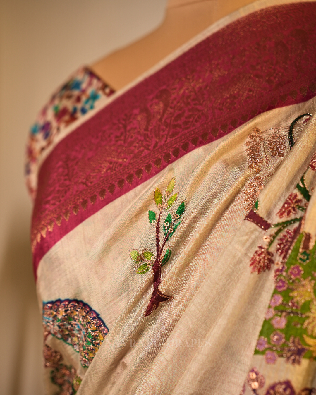 Meena Glow | Premium Meenakari Silk Saree with Artistic Embroidery | Blue