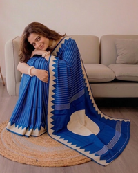 Azure Line – White Striped Saree