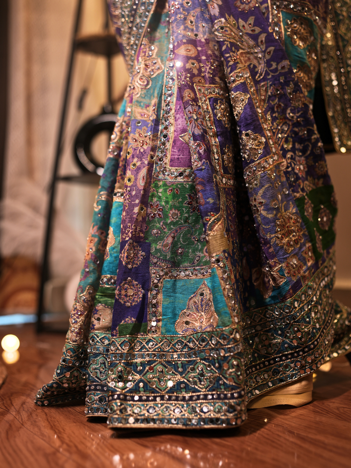 Tamaswini – Blue Crepe Saree with Hand & Mirror Work