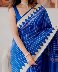 Azure Line – White Striped Saree