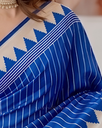 Azure Line – White Striped Saree