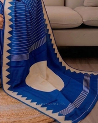 Azure Line – White Striped Saree