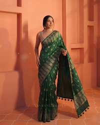 Emerald Ajrakh – Handcrafted Saree