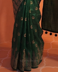 Emerald Ajrakh – Handcrafted Saree