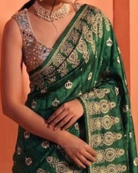 Emerald Ajrakh – Handcrafted Saree