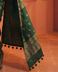 Emerald Ajrakh – Handcrafted Saree