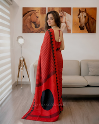 Crimson Line – Black Striped Saree