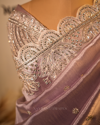 Weave Glow | Soft Tissue Saree with Floral Gotta Patti Work | Onion Pink