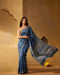 Indigo Ajrakh – Handcrafted Saree