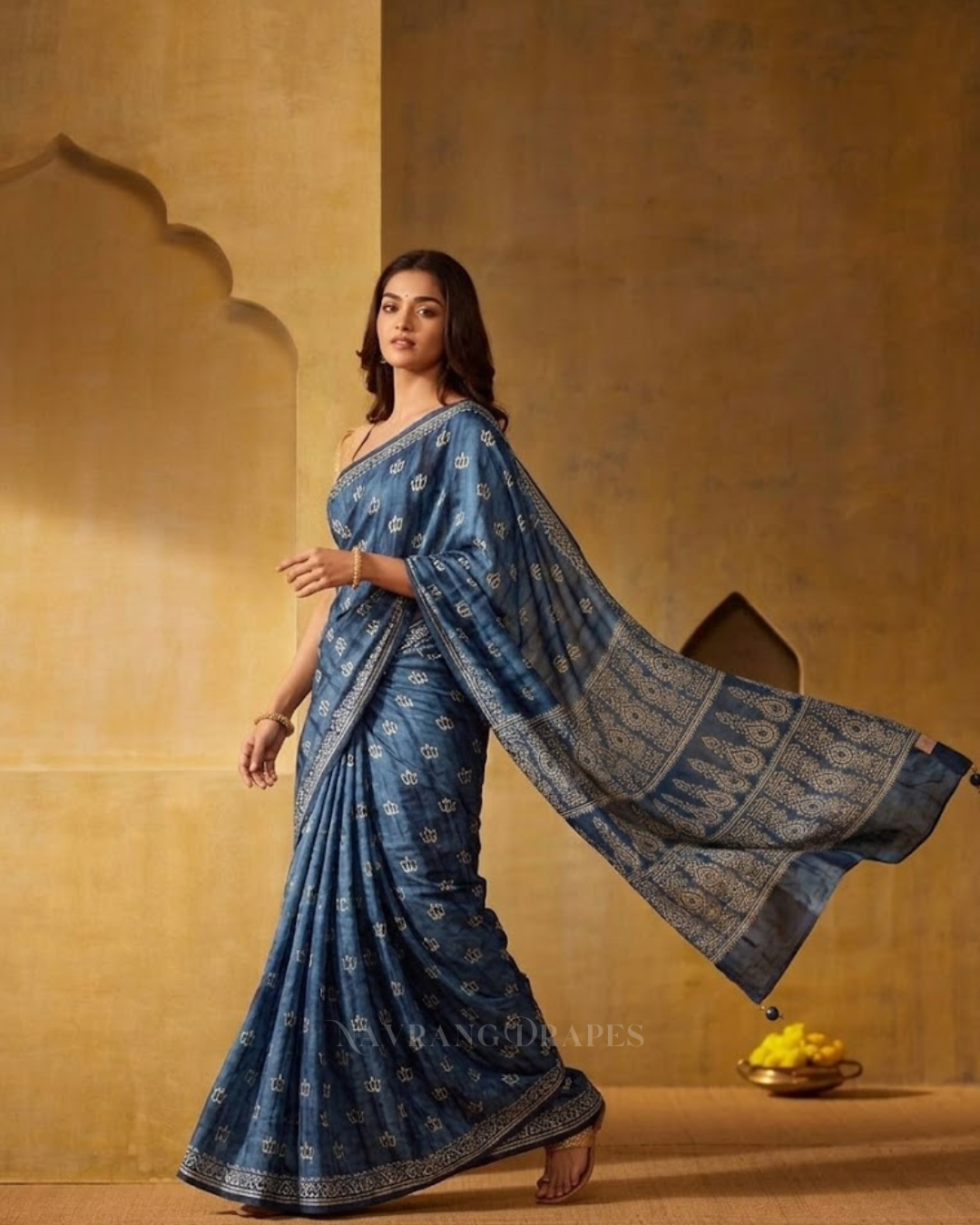 Indigo Ajrakh – Handcrafted Saree