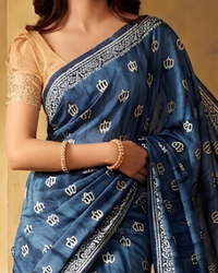 Indigo Ajrakh – Handcrafted Saree