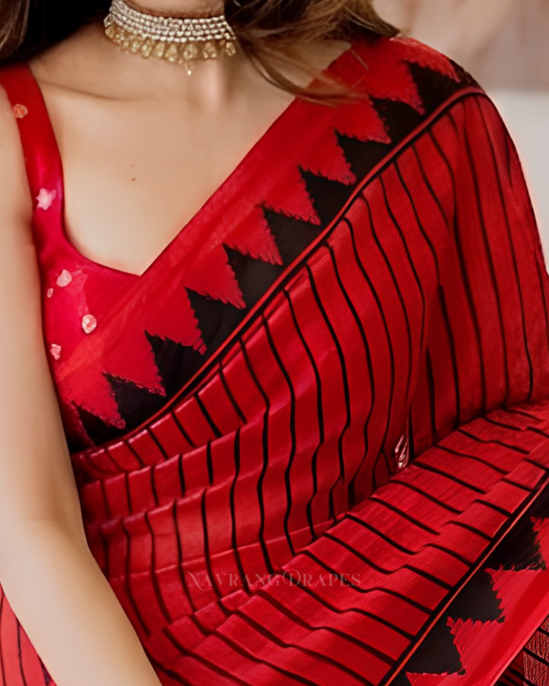 Crimson Line – Black Striped Saree