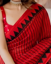 Crimson Line – Black Striped Saree