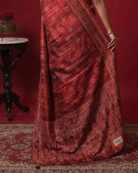 Crimson Ajrakh – Handcrafted Saree