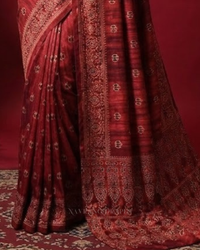 Crimson Ajrakh – Handcrafted Saree