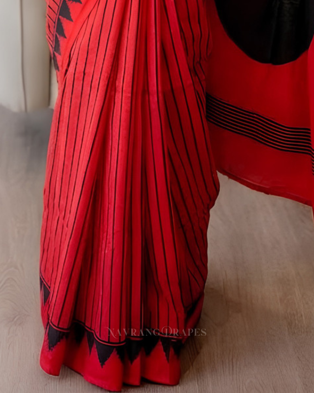 Crimson Line – Black Striped Saree