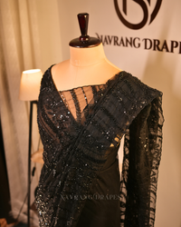 Luxe Mesh | Premium Soft Net Saree with Sequin Handwork | Black