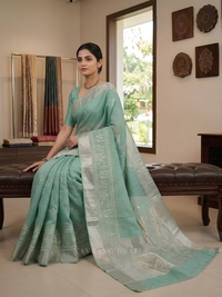 THE VARLI ART SAREE | PISTA GREEN GREEN