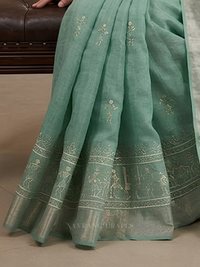THE VARLI ART SAREE | PISTA GREEN GREEN