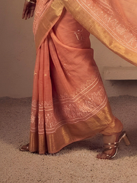 THE VARLI ART SAREE | PEACH
