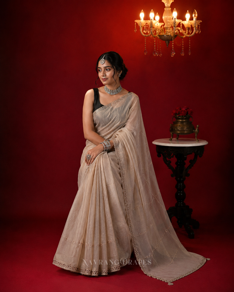 GOLDEN SWAROVSKI TISSUE SILK