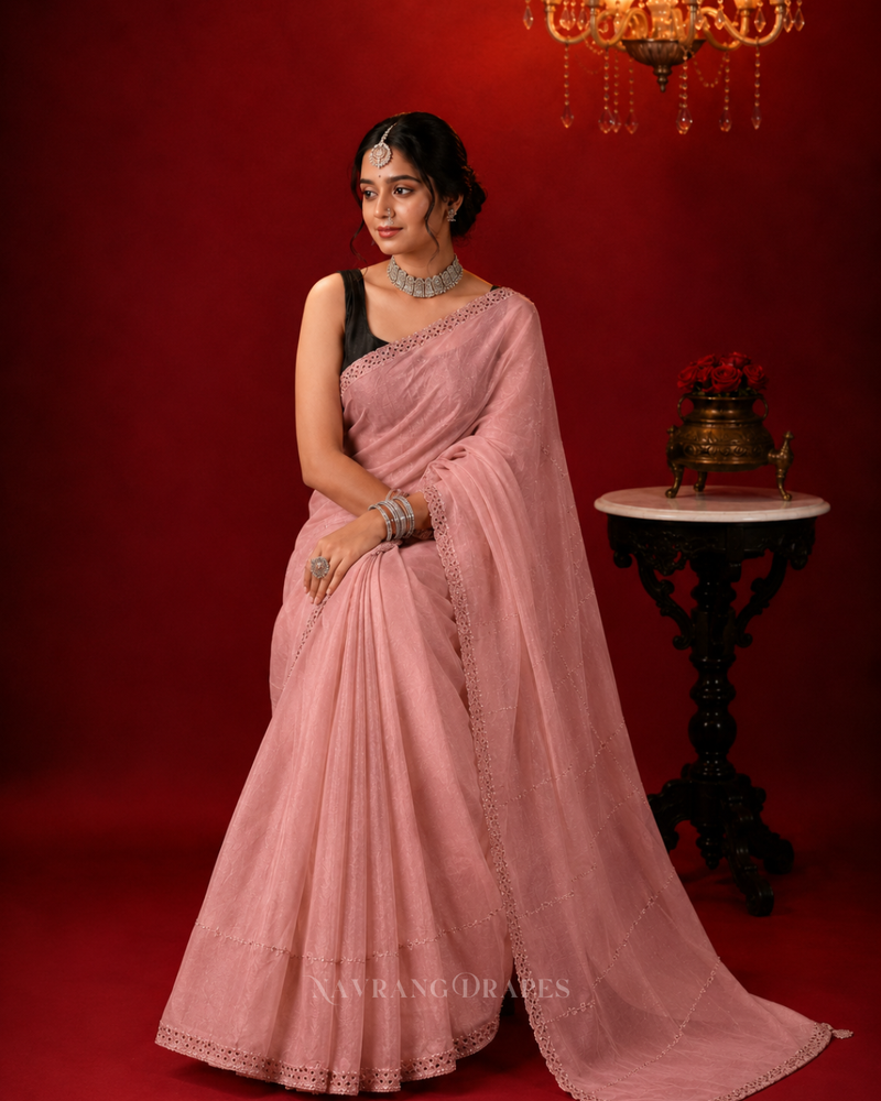 PINK SWAROVSKI TISSUE SILK