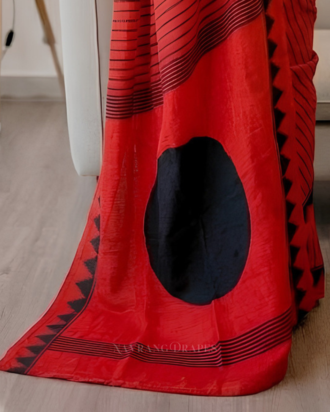 Crimson Line – Black Striped Saree