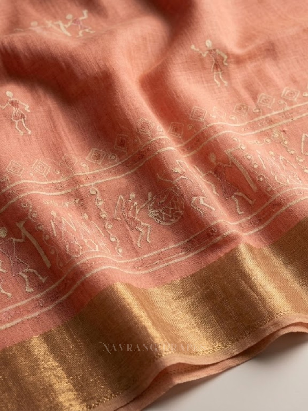 THE VARLI ART SAREE | PEACH