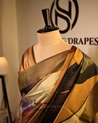 Floral Strokes – Green Printed Vegan Silk Saree
