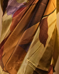 Floral Strokes – Green Printed Vegan Silk Saree