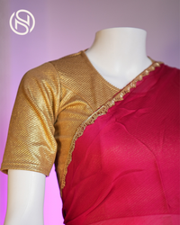 Minimal Luxe | Designer Plain Saree with Pearl & Beads Border | Pink