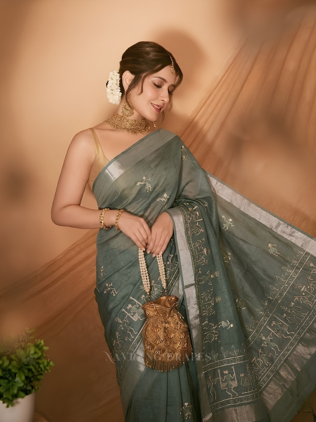 THE VARLI ART SAREE | DARK GREEN
