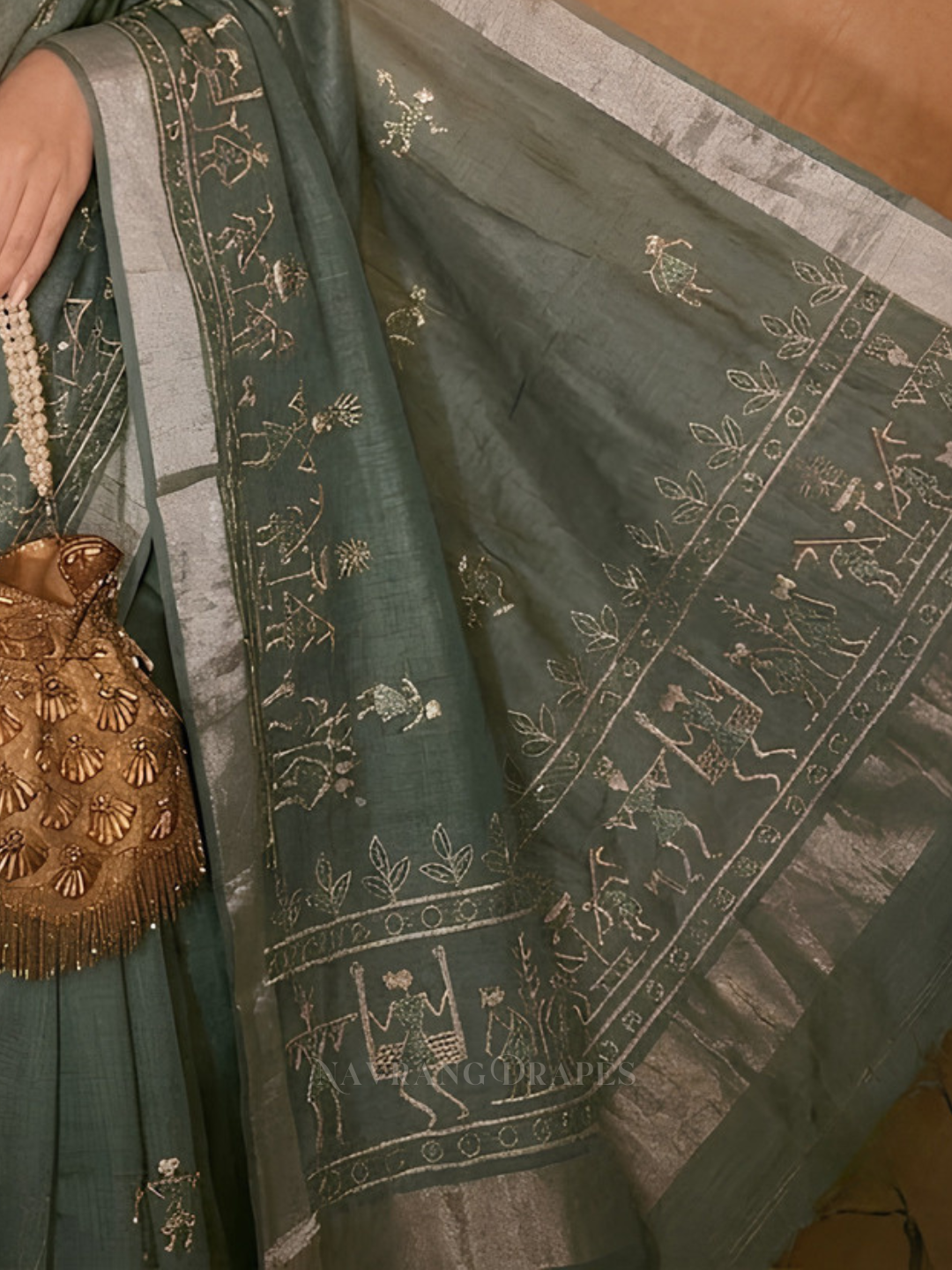 THE VARLI ART SAREE | DARK GREEN