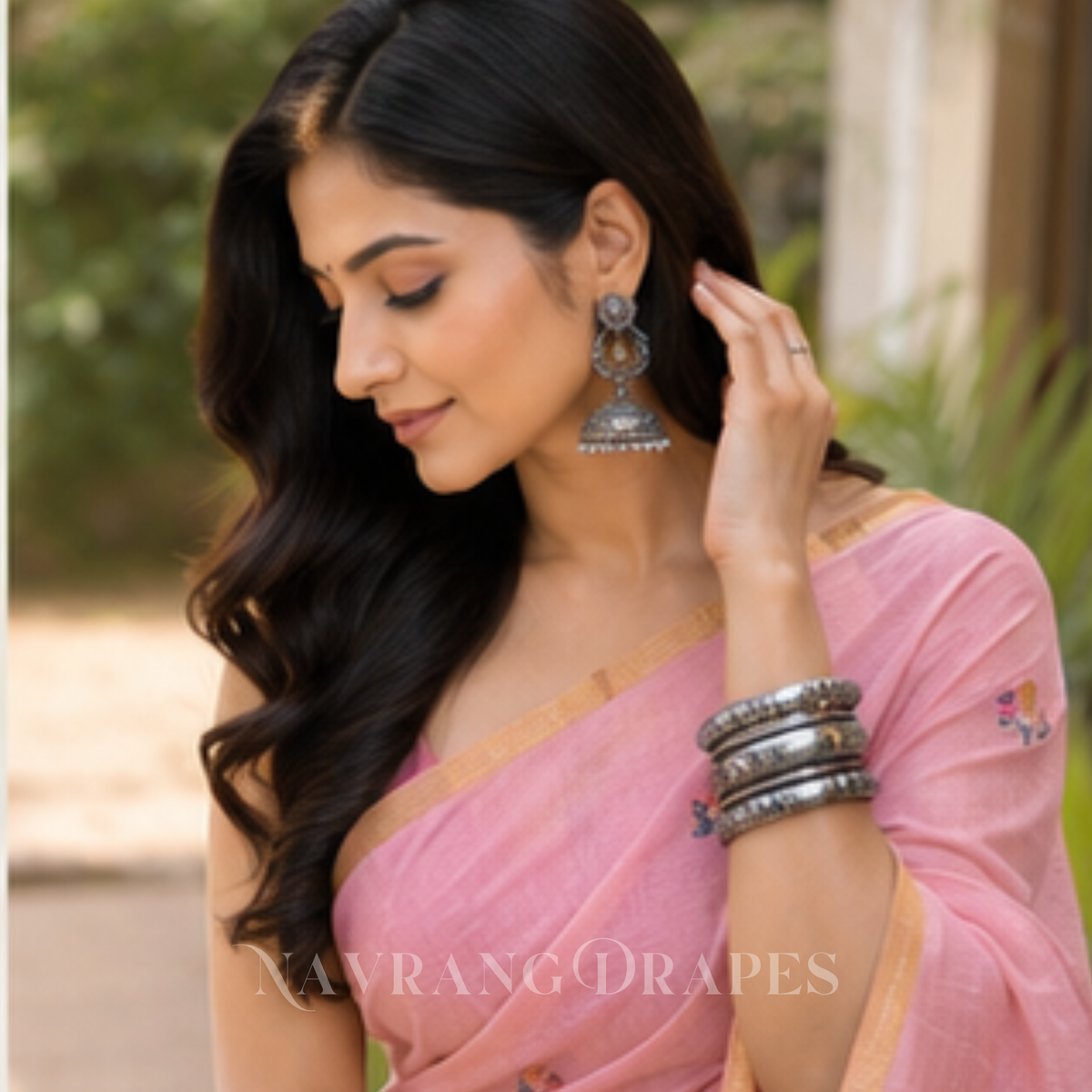 ELEPHANT MOTIF HAND WORK SAREE | PINK