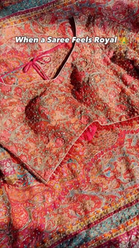 Tamaswini – Pink Crepe Saree with Hand & Mirror Work