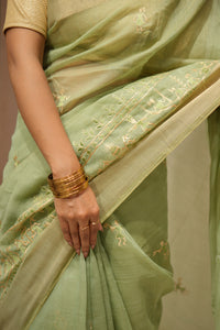 THE VARLI ART SAREE | PISTA GREEN GREEN