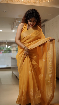 Yellow Varli Art Saree with unstitched blouse piece – festive and wedding wear | Navrang Drapes
